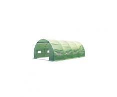 Serre de jardin tunnel 6l x 3l x 2h m acier 8 fenêtres 2 portes vert homcom