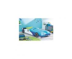 Icaverne lit evolutif grand prix lit enfant voiture évolutif junior verni bleu et blanc - l 90 x l 190-200 cm