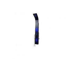 Colonne de douche hydromassante thermostatique à leds chakra iv - lecteur mp3 et radio - 20*165cm - noir