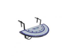 Meubles de jardin selection funafuti table de balcon suspendue demi-circulaire bleu et blanc