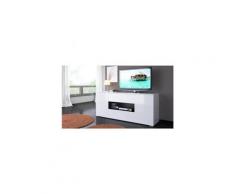 Star meuble tv haut contemporain blanc brillant et gris anthracite - l 160 cm