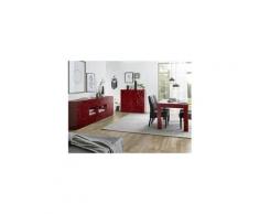 Salle à manger complète laqué rouge brillant - kioo n°1 - l 137/185 x l 90 x h 79 - neuf