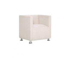 Fauteuil chaise siège lounge design club sofa salon cube crème polyester helloshop26 1102267