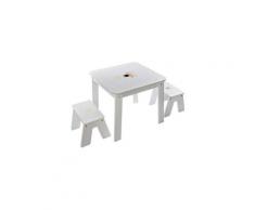 Table bureau avec tabourets enfant douceur - l. 57 x h. 51 cm - blanc