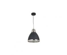 Lustre suspension style industriel 40 w 230 v longueur câble réglable abat-jour dim. Ø30 x 35h cm métal noir finition chromée