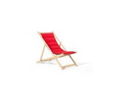 Chilienne pliante multipositions toile matelassée amovible rouge clair colors