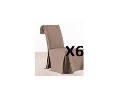 Lot de 6 housses de chaise ajustable taupe 100% coton -pegane-