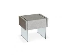 Table de chevet moderne 1 tiroir steklo effet marbre