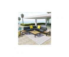 Salon d'angle de jardin design aluminium couleur gris noir - milano