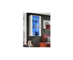 Vitrine led murale design "neo" 110cm blanc brillant