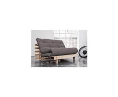 Canapé convertible futon racines pin naturel coloris gray couchage 140*200 cm.