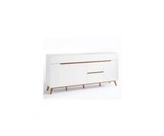 Buffet style scandinave clement laque blanc mat pieds chêne naturel