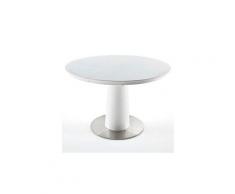 Table ronde extensible design wiem blanc laqué mat diametre 120 cm