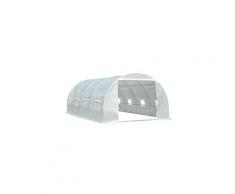 Serre de jardin tunnel surface sol 18 m² 6l x 3l x 2h m châssis tubulaire renforcé 24 mm 8 fenêtres blanc