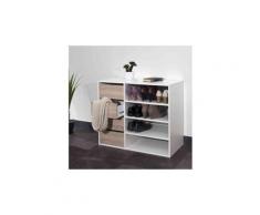 Meuble chaussures coloris bois et blanc avec tiroirs et niches de rangement - mc6016