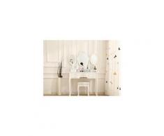 Coiffeuse coiffeuse en bois paulownia blanc + 1 tabouret - style classique - l 90 cm