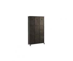 Armoire d'atelier sur roulettes avec 9 portes en métal gris