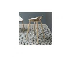 Tabouret de bar jam w nougat brillant avec piétement en bois naturel