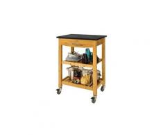 Sobuy® chariot de cuisine de service roulant, desserte sur roulettes en bambou plateau en granit l58xp40xh87cm (noir) fkw28-sch