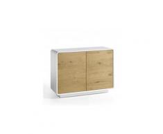 Buffet design scandinave turenne 2 portes laqué blanc mat façade placage chêne noueux