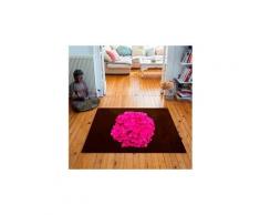 Tapis carré velours antidérapant imprimé floraux hortensia - 135 x 135 cm