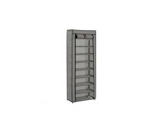 Armoire à chaussures avec housse gris 57x29x162 cm tissu