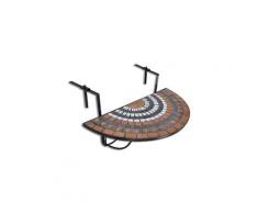Table de balcon suspendue demi-circulaire terre cuite blanc
