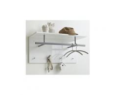 Penderie murale avec tringle et 4 crochets coloris blanc brillant - dim : 72 x 34,5 x 29,3 cm -pegane-