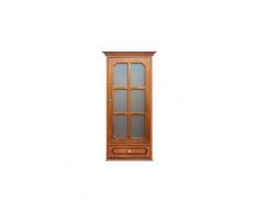 Vitrine murale suspendue 1 porte 1 tiroir à accrocher ou poser, structure en bois livrée monté, avec étagères