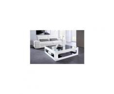 Icaverne table basse angel table basse carrée style contemporain laquée blanc brillant avec plateaux en verre trempé noir - l 90 x l 90 cm