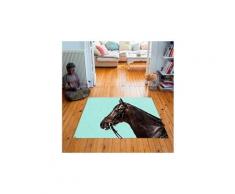 Tapis carré velours antidérapant imprimé animaux racer - 135 x 135 cm