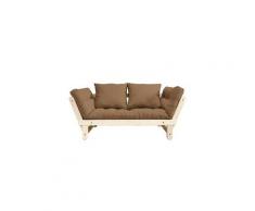 Banquette méridienne futon baltik pin naturel tissu coloris mocca couchage 75*200 cm.