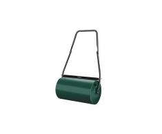Rouleau à gazon à tambour de 46 litres avec barre de nettoyage, rouleau de jardin manuel avec bouchon de remplissage amovible