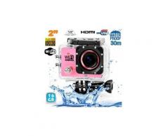 Camera embarquée sports wi-fi lcd caisson étanche waterproof hd 12 mp rose 16go - yonis