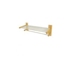 Etagère murale salle de bain en bambou porte serviette en inox