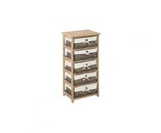 Chiffonnier avec 5 paniers aby - h. 86 cm - marron naturel