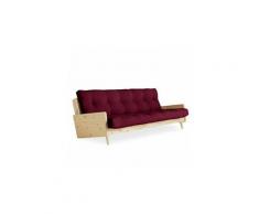Canapé 3/4 places convertible ingrid style scandinave futon bordeaux couchage 130*190 cm.