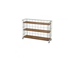 Etagère sur roulettes en bois et métal gris style industriel - longueur 115cm
