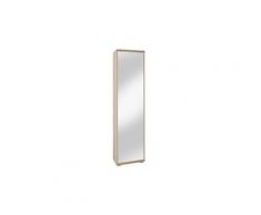 Armoire meuble à chaussures avec porte miroir, chêne - dim : 47 x 190 x 29,5 cm -pegane-