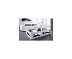 Icaverne table basse angel table basse rectangulaire style contemporain laquée blanc brillant avec plateaux en verre trempé noir - l 120 x l 60 cm