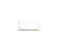 Buffet - bahut - enfilade naiss enfilade avec 3 portes et 3 étageres - décor naturel et blanc - l 180 x h 80 x l 50 cm