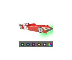 Icaverne - lits bébés et enfants esthetique lit voiture de course pour enfants avec led 90 x 200 cm rouge