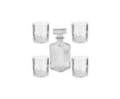 Coffret cadeau service whisky 5 pièces carafe et 4 verres décor luxe