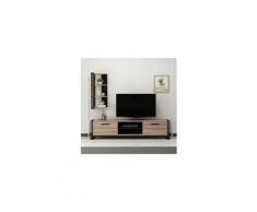 Homemania meuble tv lesa moderne avec bibliothèque - avec portes, étagères - pour salon - noir en bois, métal 192 x 35 x 45 cm