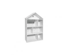 Etagère enfant forme maison 7 cases gris - l.73,5 x l.30 x h.114 cm -pegane-