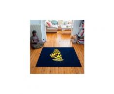 Tapis carré velours antidérapant imprimé papillons yellow butterfly - 135 x 135 cm