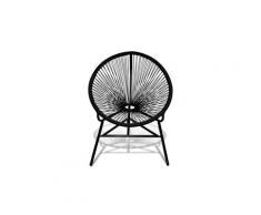 Chaise de jardin forme de lune résine tressée noir