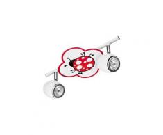 Plafonnier spot enfant 2 têtes "coccinelle" 33cm rouge & blanc