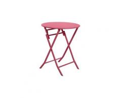 Table de balcon pliante ronde coloris cerise - dim : d. 60 x h. 71 cm -pegane-