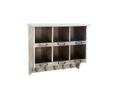 Etagère murale à épices en mdf et métal bois blanchi - dim : l.43 x l.13 x h.35 cm -pegane-